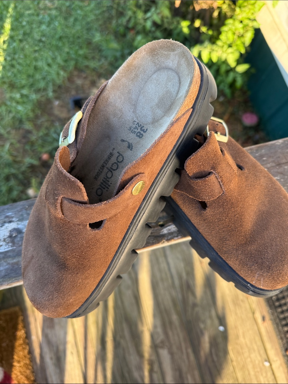 Papillio Birkenstock women’s size 38-7 Brown Suede Slide Sandals with Buckle